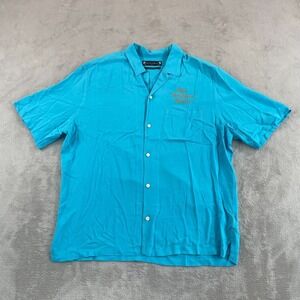 ALL SAINTS Oblivion Shirt Men Medium Blue Nowhere Times Relaxed Fit Loop Collar